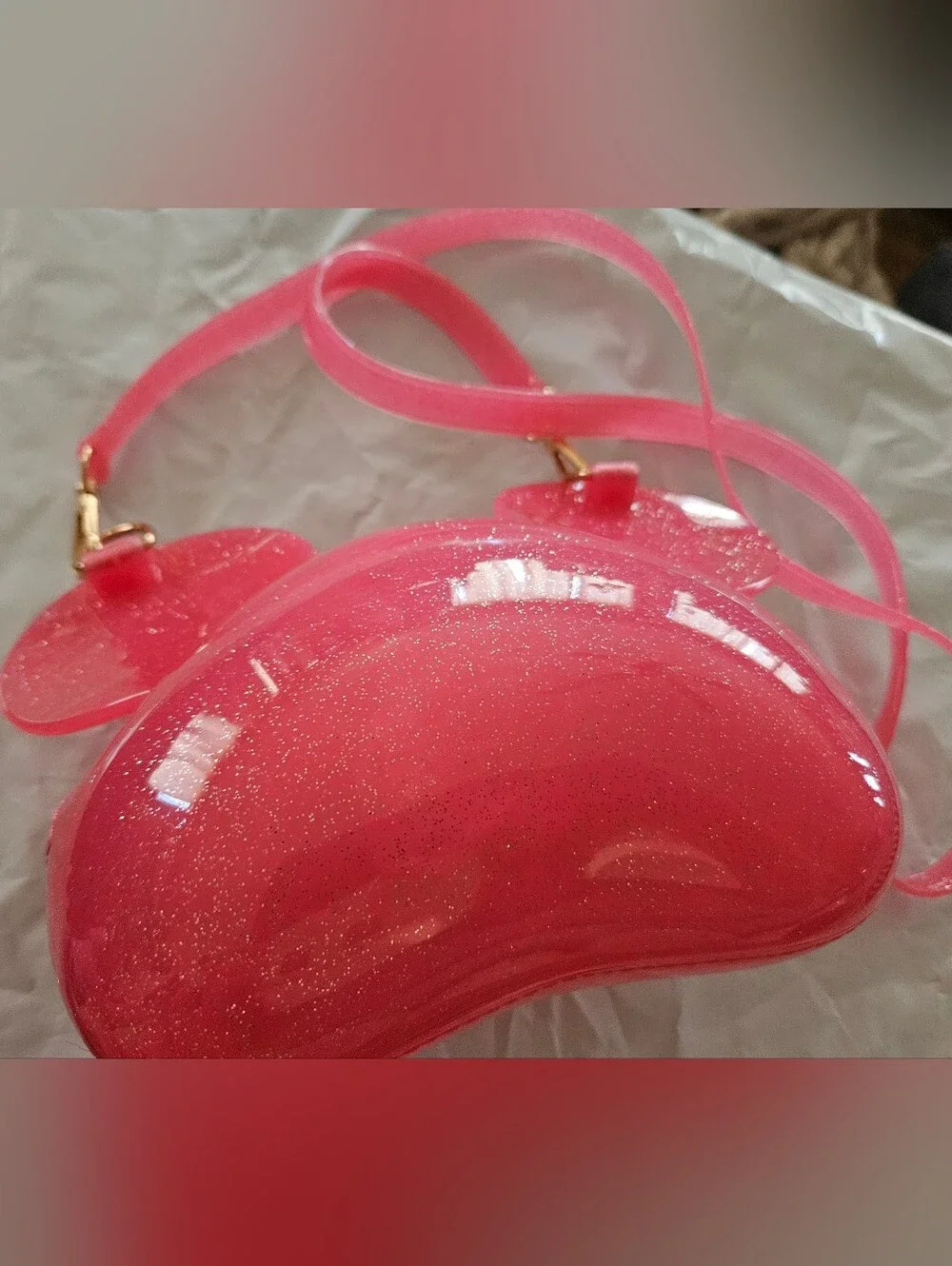 Pink Glitter Mickey-Ear Jelly Crossbody Bag